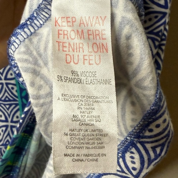 HATLEY Comfy Flowy 3/4 Sleeve Blue Printed Loungewear Nightgown Pajama Top - Picture 9 of 9